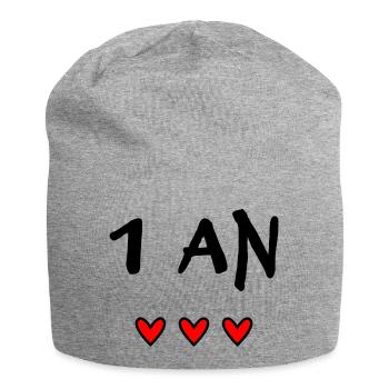 1. 1 Jahr. 1. JAHRESTAG. 1-JÄHRIGES JUBILÄUM - Jersey-Beanie - Grau meliert - Vorne