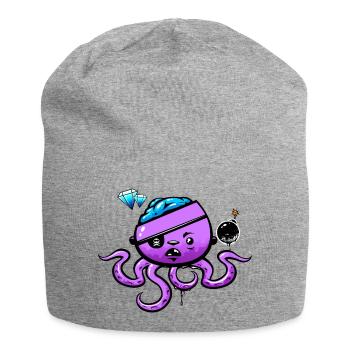 Pirate Octopus with Bomb - Jersey Beanie - heather grey - Front