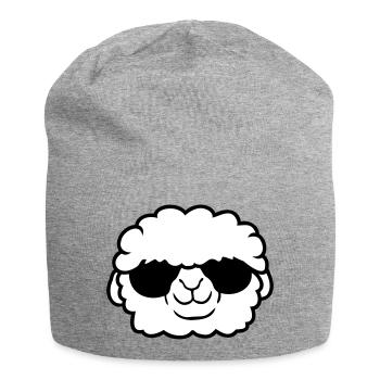 Schaf Sonnenbrille Party Schäfchen Lamm Cool Kopf - Jersey-Beanie - Grau meliert - Vorne