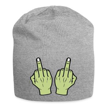 Middle Finger Hand - Jersey Beanie - heather grey - Front