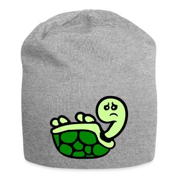 Tortue renversée sur le dos, triste - Bonnet en jersey - gris chiné - Devant
