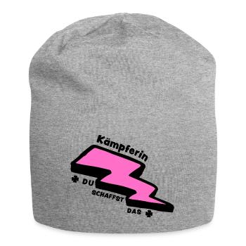 Glücksbringer: Du schaffst das! Kämpferin - Jersey-Beanie - Grau meliert - Vorne