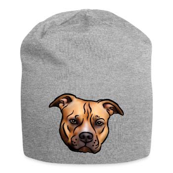 Tête de Staffordshire Terrier - Bonnet en jersey - gris chiné - Devant