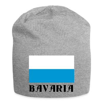 Ligne horizontale blanc-bleu-noir - Bonnet en jersey - gris chiné - Devant