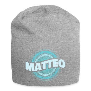 Geschenk für Matteo - Jersey-Beanie - Grau meliert - Vorne