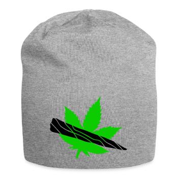 Grünes Blatt-Silhouette-Design - Jersey-Beanie - Grau meliert - Vorne