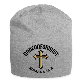Anticonformiste Chrétien Romains 12:2 Croix d'Or - Bonnet en jersey - gris chiné - Devant
