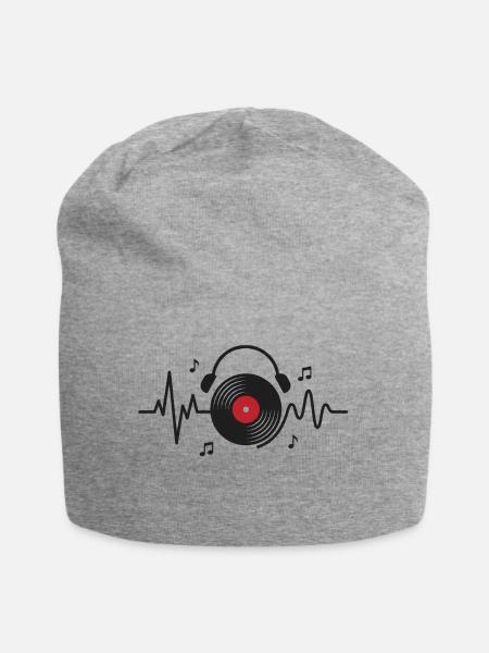 Vinylplatten Herzschlagmusik - Jersey-Beanie - Grau meliert