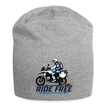 Ride Free – Enduro Adventure Motorcyclist Motif - Jersey Beanie - heather grey - Front