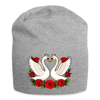 Royal Swan Union with Roses - Jersey Beanie - heather grey - Front