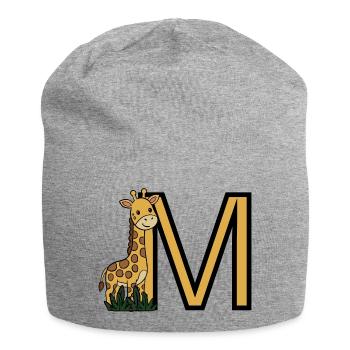 Giraffes M Initials Design - Jersey Beanie - heather grey - Front