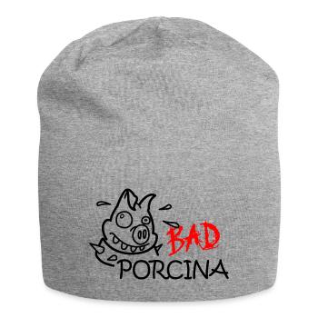 Bad porcina - cochon mauvais - Bonnet en jersey - gris chiné - Devant