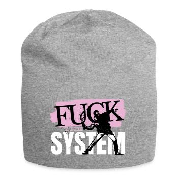 Fuck the System - Jersey Beanie - heather grey - Front