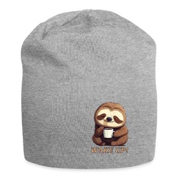 Faultier Morgenmuffel Kaffee aufwachen wake up - Jersey-Beanie - Grau meliert - Vorne