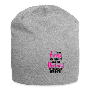 Frau Dorfkind Spruch Dorf geschenk - Jersey-Beanie - Grau meliert - Vorne