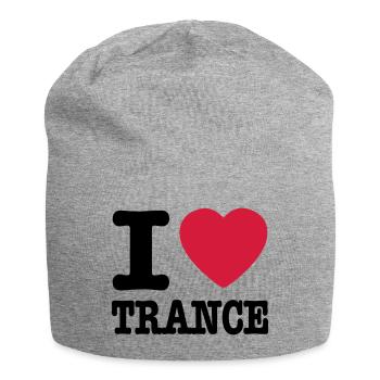 I love trance / I heart trance - Bonnet en jersey - gris chiné - Devant