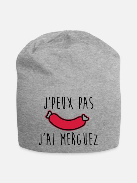 Je peux pas j'ai merguez - Bonnet en jersey - gris chiné