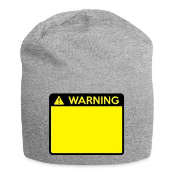 Warning Sign (2 colour) - Jersey Beanie - heather grey - Front