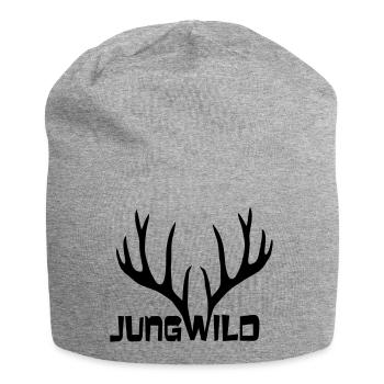 Hirsch Geweih Jung Wild tier jagd jäger wald - Jersey-Beanie - Grau meliert - Vorne