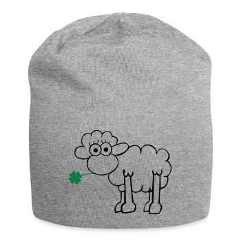 Les moutons avec du trèfle - Bonnet en jersey - gris chiné - Devant
