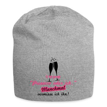 Prosecco oder ich - Jersey-Beanie - Grau meliert - Vorne