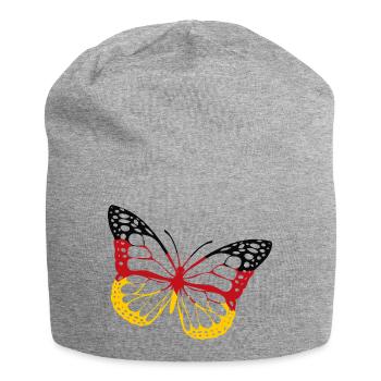 Papillon Allemagne noir rouge or bannière - Bonnet en jersey - gris chiné - Devant