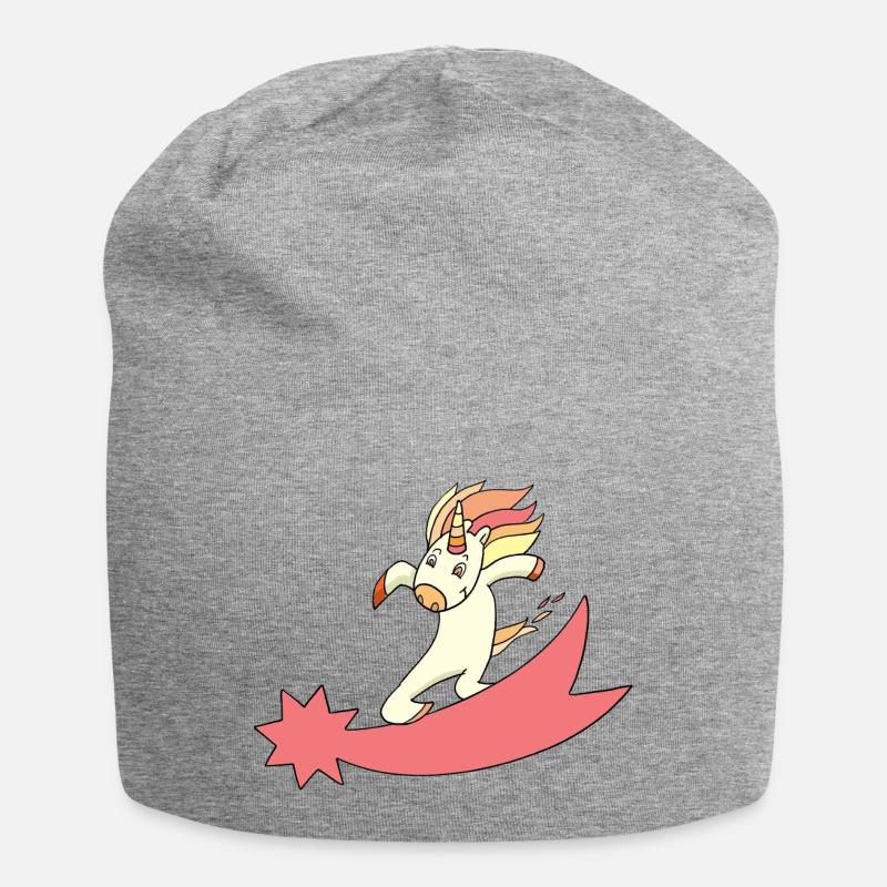 Einhorn Sternschnuppe Surfen - Jersey-Beanie - Grau meliert