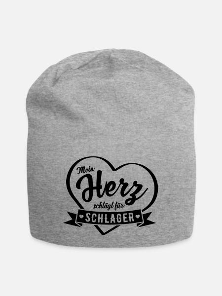 Herz schlägt für Schlager Musik - Jersey-Beanie - Grau meliert