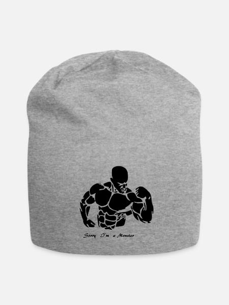 Bodybuilder Motiv - Jersey-Beanie - Grau meliert