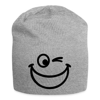 Smiley - Jersey-Beanie - Grau meliert - Vorne