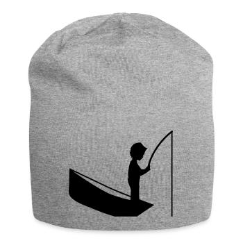 Eine Junge mit einer Angel - Jersey-Beanie - Grau meliert - Vorne
