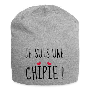 Je suis une chipie ! Naissance - Bébé - Fille - Bonnet en jersey - gris chiné - Devant