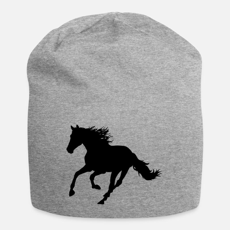 Cheval noir - Bonnet en jersey - gris chiné