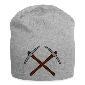 2 kreuz logo pickaxe spitzhacke abbauen bergbau ha - Jersey-Beanie - Grau meliert - Vorne