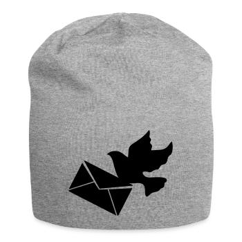 Pigeon voyageur avec une lettre - Bonnet en jersey - gris chiné - Devant