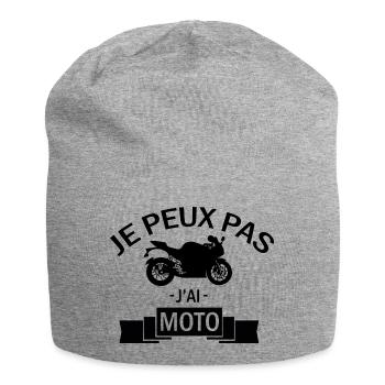 Je Peux Pas J'ai Moto Cadeau motard fun - Bonnet en jersey - gris chiné - Devant