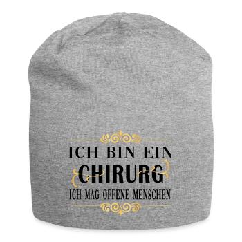 chirurg mag offene menschen schwarz gold pattern - Jersey-Beanie - Grau meliert - Vorne