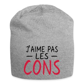 j'aime pas les cons - humour - Bonnet en jersey - gris chiné - Devant