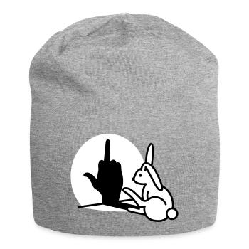 Kaninchen Schatten Hand FUCK OFF Mittelfinger Hase - Jersey-Beanie - Grau meliert - Vorne