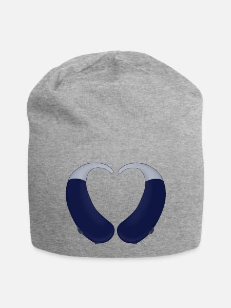 Herz und Hörgerät - Jersey-Beanie - Grau meliert