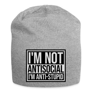 not antisocial anti stupid - Jersey Beanie - heather grey - Front