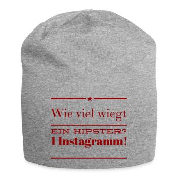 Wie viel wiegt ein Hipster? 1 Instagramm! NEU NEW - Jersey-Beanie - Grau meliert - Vorne