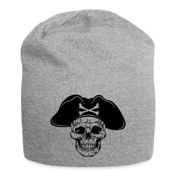 Chapeau de pirate crâne - Bonnet en jersey - gris chiné - Devant