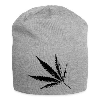 Cannabis - Bild - Jersey-Beanie - Grau meliert - Vorne