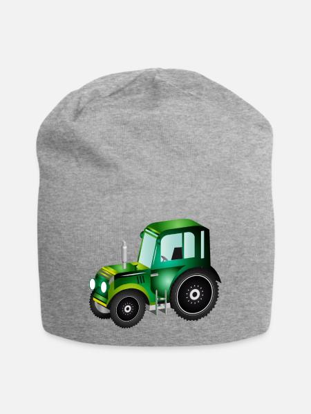 grüner 3D Traktor für Trecker und Bauernhof Fans - Jersey-Beanie - Grau meliert