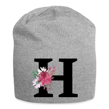 Buchstabe h blumig - Jersey-Beanie - Grau meliert - Vorne