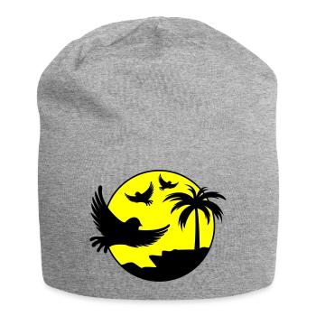 Birds Palmtree Design 2 - Jersey Beanie - heather grey - Front