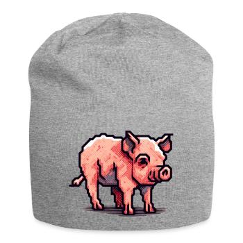 Minimalistisches schönes kleines Schwein - Jersey-Beanie - Grau meliert - Vorne