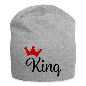 King with Crown - Jersey Beanie - heather grey - Front
