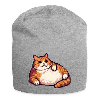 Fette Ingwerkatze Pixelkunst - Jersey-Beanie - Grau meliert - Vorne